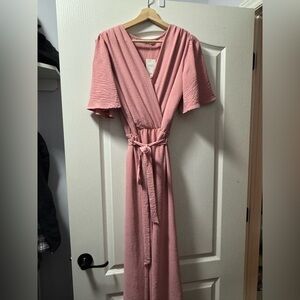 Pink Maxi Wrap Dress